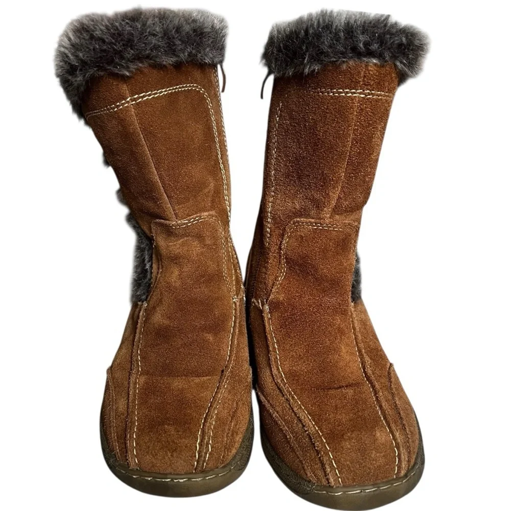 Spring Step Leather Tan Fur-Trimmed Winter Boots EUC 37